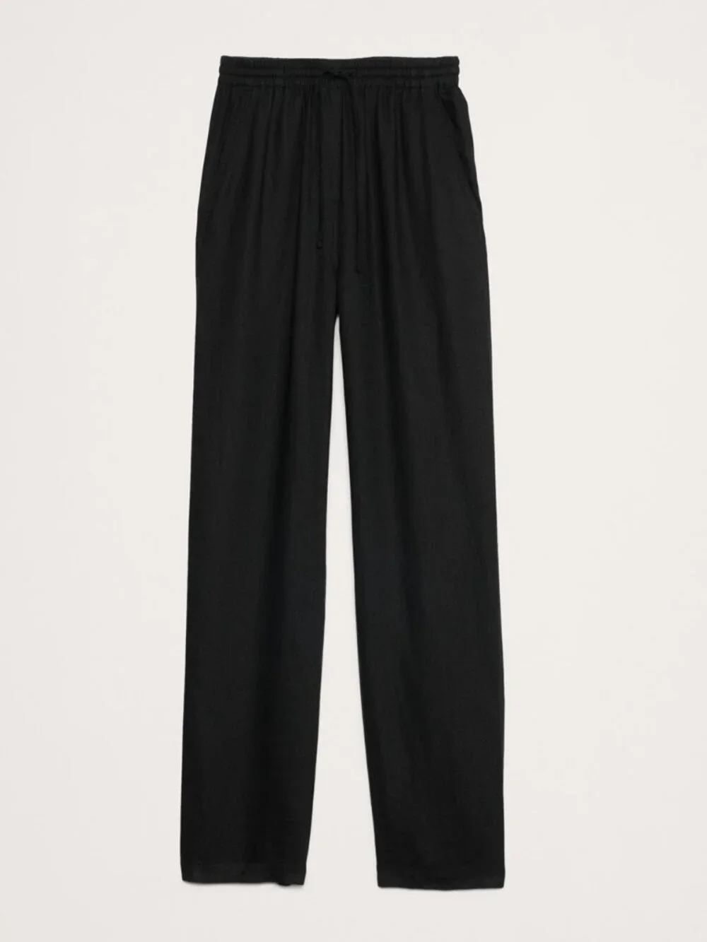 NWT! Banana Republic Women Black Euro Linen Relaxed Pull-On Ankle Pants L